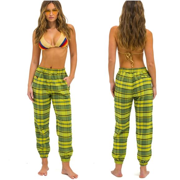 AVIATOR NATION Women's Avocado Plaid Lodge Flannel Jogger Pants Size S - Picture 1 of 8